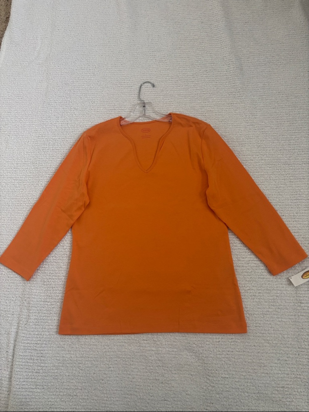 Talbots Bright Orange V-Neck Long Sleeve Top - Picture 5 of 12